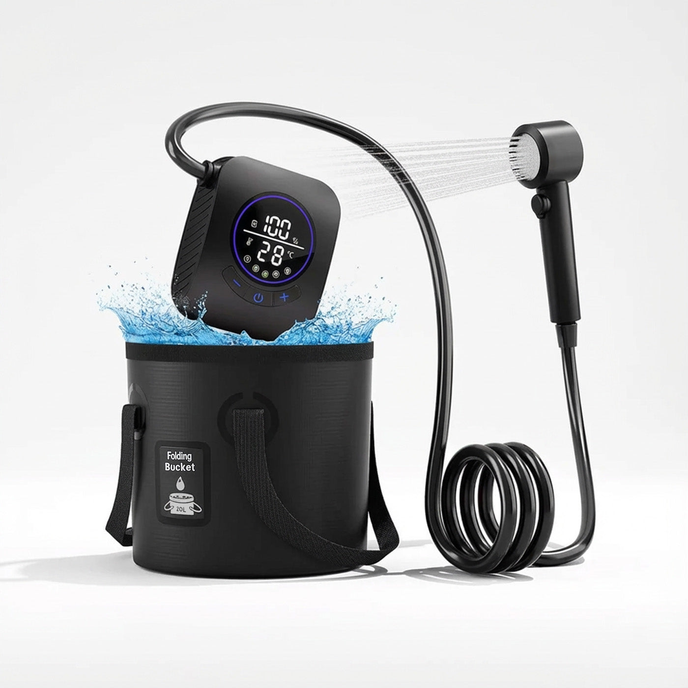 Portable shower with bucket